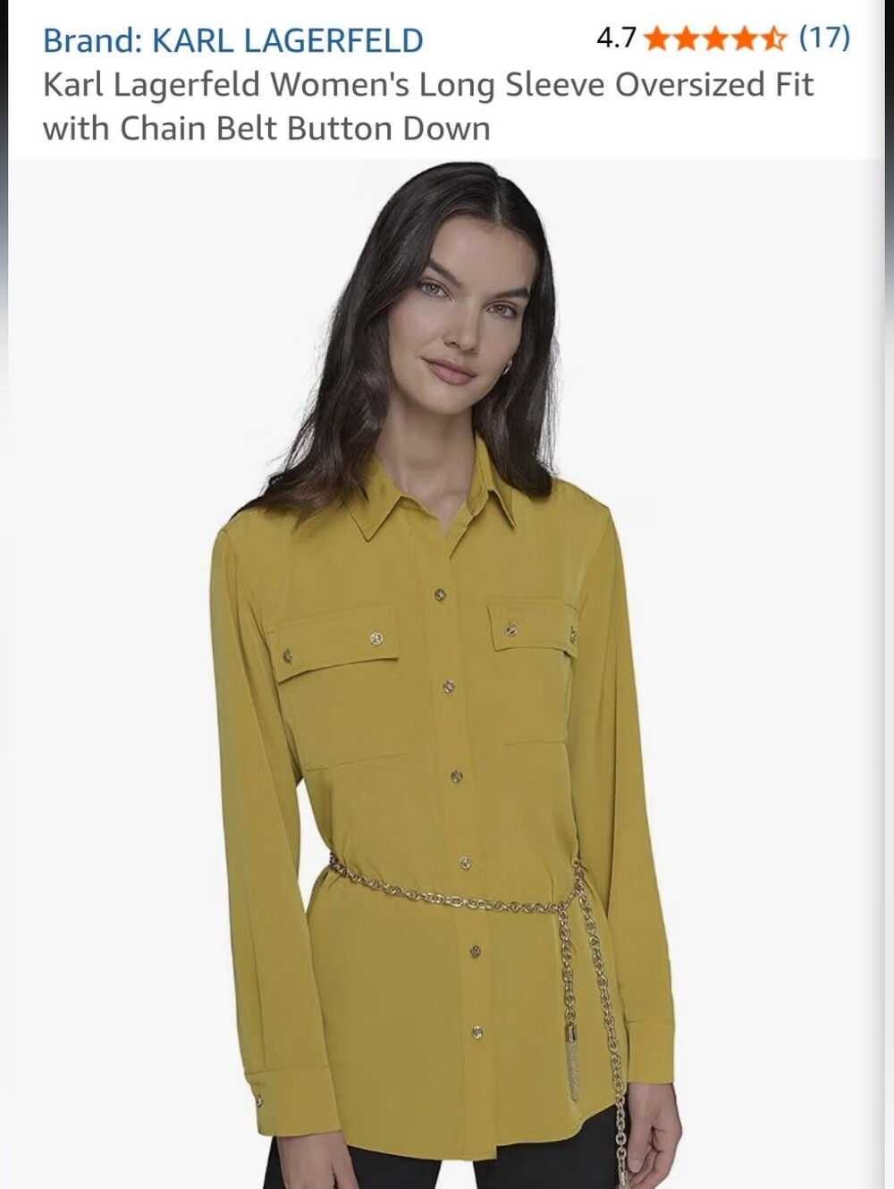 NWT Karl Lagerfeld Women's Long Sleeve Button-Down Dress Shirt